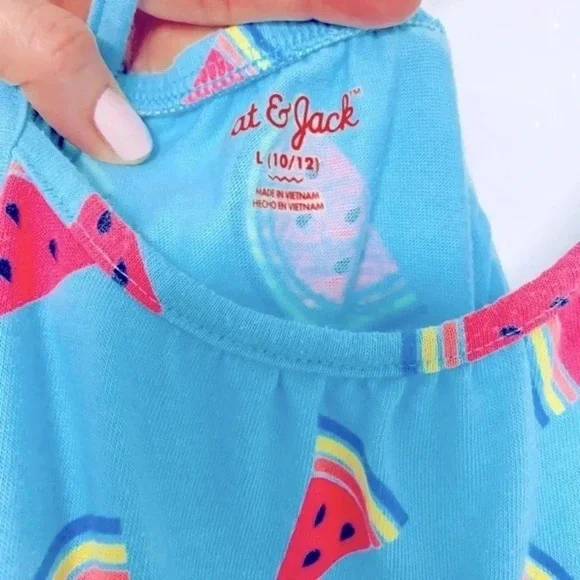 Cat & Jack Cotton Watermelon Dress Girl’s Size Large 10/12 - Picture 7 of 10